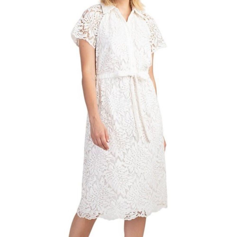 Trina Turk White Lace Midi Dress